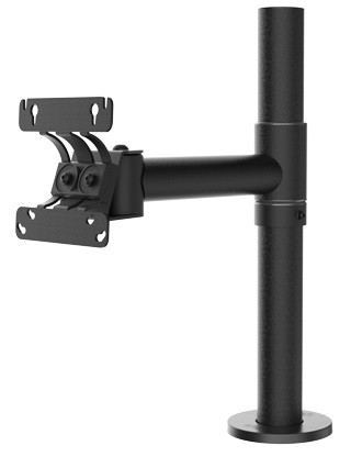 Spacepole Essentials New Arc Vesa 75/100 Display Mount With 200Mm Swingarm On 400Mm (15.75In) Steel Pole, Cable Clip, Flange Cover & Mounting Hardware. (Black) - SPV1304-02