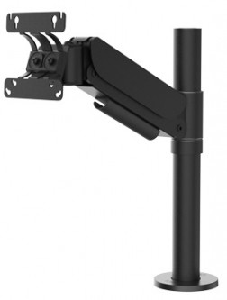 Spacepole Essentials New Arc Vesa 75/100 Display Mount With Adjustable 300Mm Elbow Arm On 400Mm (15.75In) Steel Pole, Cable Clip, Flange Cover, And Mounting Hardware. (Black) - SPV1306-02