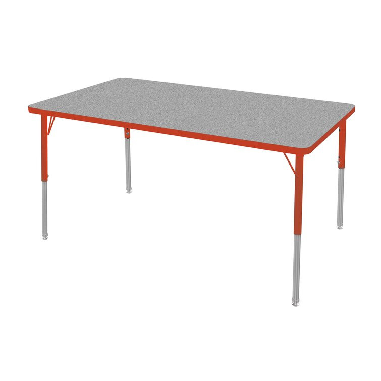 Mooreco 48 Square Hierarchy Table-Grey Nebula-Grey Edgeband-Orange Legs (Shown With Casters) - 66682-L-4622-HORG