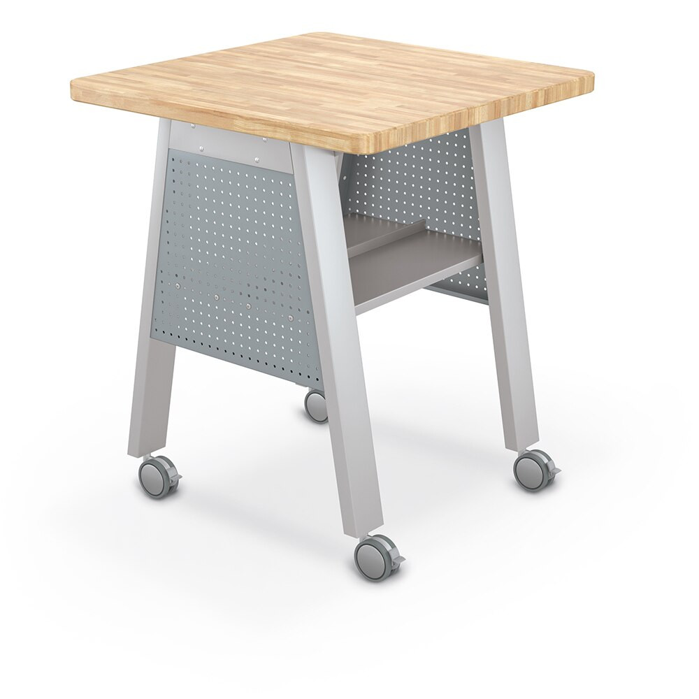 Mooreco Compass Maker Table 30X72X29 With Shelf And Peg Side Panel-Laminate Top-Fusion Maple-Orange Edgeband-Orange Panel - 91694-B-7909-HORG