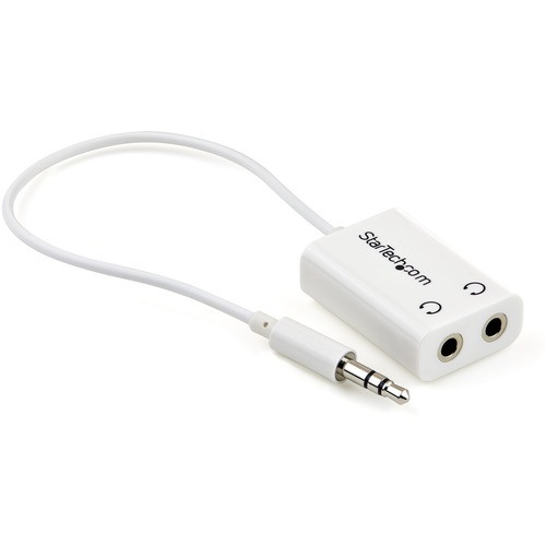 Startech White Slim Mini Jack Headphone Splitter Cable Adapter - 3.5Mm Male To 2X 3.5Mm Female - Split The Audio From Your Ipod / Mp3 Player To Two Sets Of Headphones - Mini Jack Splitter - Headphone Splitter Cable - Headphone Y Cable - MUY1MFFADPW