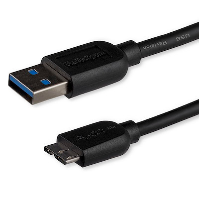 Startech Slim Micro Usb 3.0 Cable - M/M - Right-Angle Micro-Usb - 0.5M (20In) - USB3AU50CMRS