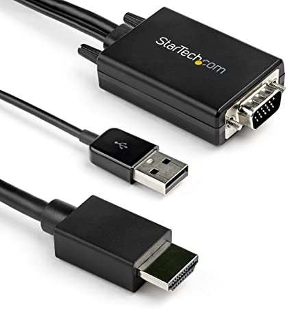 Startech 10Ft Vga To Hdmi Converter Cable With Usb Audio Support & Power - Analog To Digital Video Adapter Cable To Connect A Vga Pc To Hdmi Display - 1080P Male To Male Monitor Cable - VGA2HDMM10