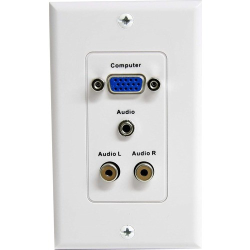 Startech 15-Pin Female Vga Wall Plate With 3.5Mm And Rca - White - Add An In-Wall Vga Port With Audio For A Neat, Professional Quality Video Installation - Vga Wall Plate - Video Wall Plate - Video Wall Plate Extender - Audio Wall Plate - VGAPLATERCA