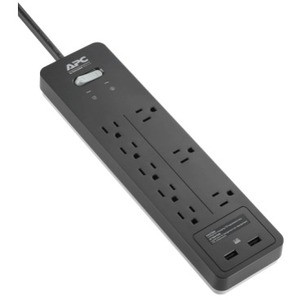 APC Surge Arrest Home/Office 8-Outlet Surge Suppressor/Protector - 8 X Nema 5-15R, 2 X Usb - 2160 J - 120 V Ac Input - 120 V Ac Output With 2 Usb Charging Ports - PH8U2