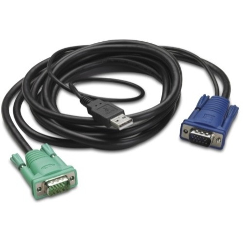 APC Integrated Rack Lcd/Kvm Usb Cable - 6Ft (1.8M) - 6 Ft Kvm Cable - Type A Male Usb, Hd-15 Male Vga - Hd-15 Male Vga - Black, Blue, Green Cable - AP5821