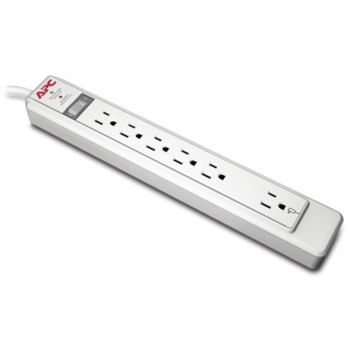 APC SurgeArrest Essential P6N 6-Outlets Surge Suppressor - 6 x NEMA 5-15R - 1080 J - 120 V AC Output - Network ETHERNET PROTECTION 120V