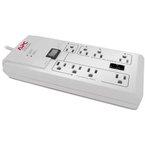 APC SurgeArrest Home/Office P8GT 8-Outlets Surge Suppressor - 8 x NEMA 5-15R - 2030 J - 120 V AC Input - 120 V AC Output - Fax/Modem/Phone HOME/OFFICE W/PHONE PROTECTION 120V
