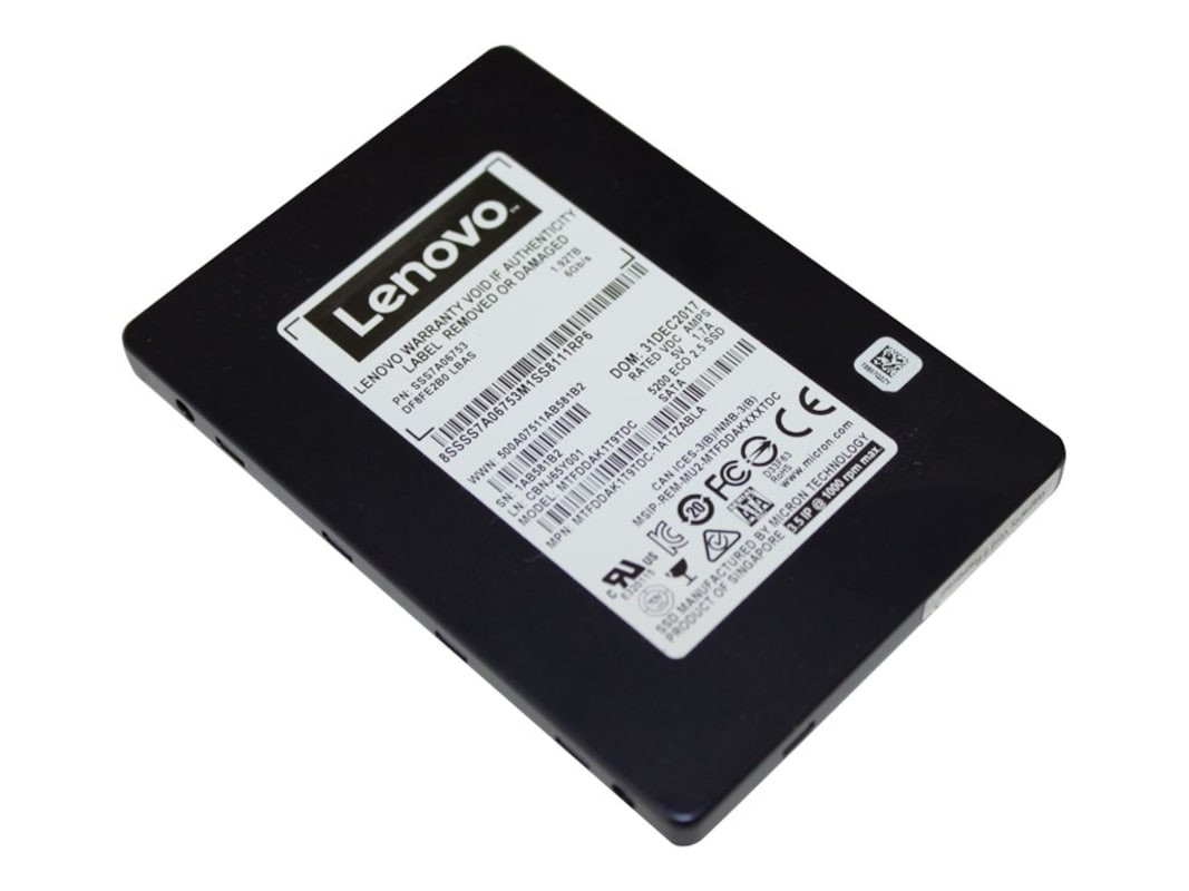 Lenovo 5200 1.92 Tb Solid State Drive - 2.5" Internal - Sata (Sata/600) - Server Device Supported - 540 Mb/S Maximum Read Transfer Rate - Hot Swappable - 256-Bit Encryption Standard - 4XB7A10155
