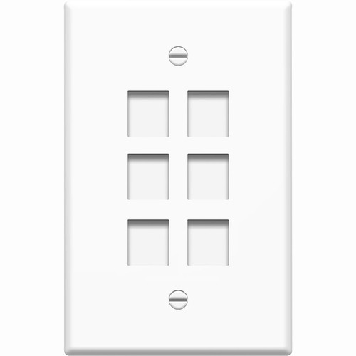 4XEM 6 Port/2 Gang RJ45 Cat5/Cat6 Ethernet Wall Plate (White) - 6 x Socket(s) - White CAT5 CAT6 HDMI USB DISPLAYPORT RCA