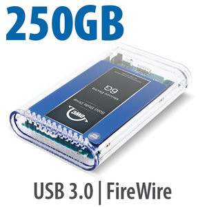 OWC 250GB Solid State Drive OWC Mercury On-The-Go FireWire 800 / 400+USB3 Solid State Drive Portable Bus Powered Solution. - OWCMS8U3SSD240