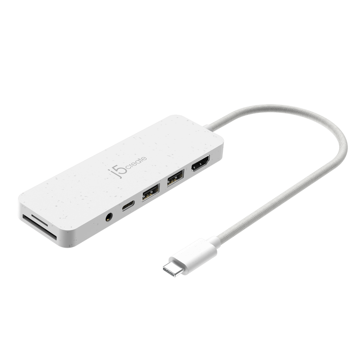 j5create USB-C Multi-Port Hub with Power Delivery, HDMI / USB 3.1 / PD 3.0 / 3.5 mm Audio / Memory Card Reader / Writer - JCD373EW