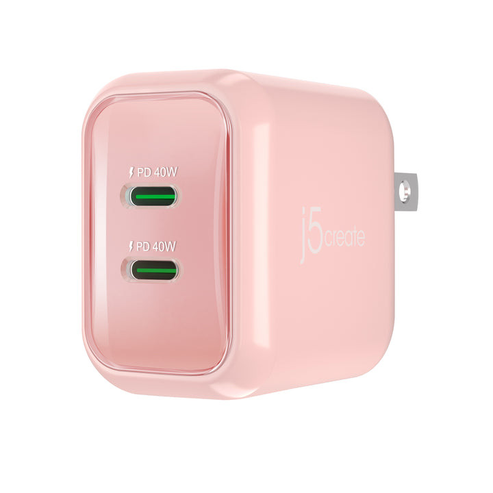 j5create 40W GaN USB-C 2-Port Mini Charger, For MacBook Air, Laptop, iPhone, Android Phone, and Mobile Devices  - JUP2540R