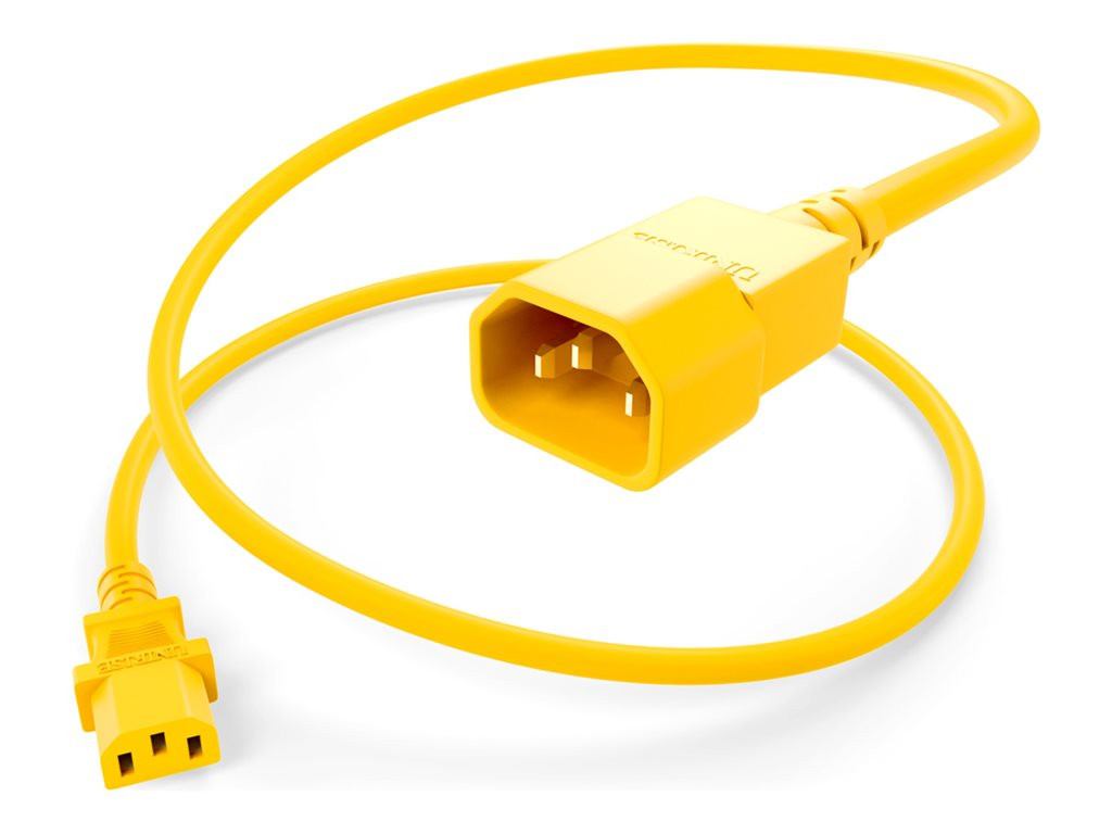 UNC Power Cord C14 - C15, 14Awg, 15Amp, 250V, Heavy Duty Sjt Jacket, Yellow, 2Ft, C14 - C15, Iec C14 To Iec C15, C14/C15, Yellow Jacket, 2 Feet, 2 Foot, 2Feet, 2Foot, 2 Ft, C14-C15 - PWCD-C14C15-15A-02F-YLW