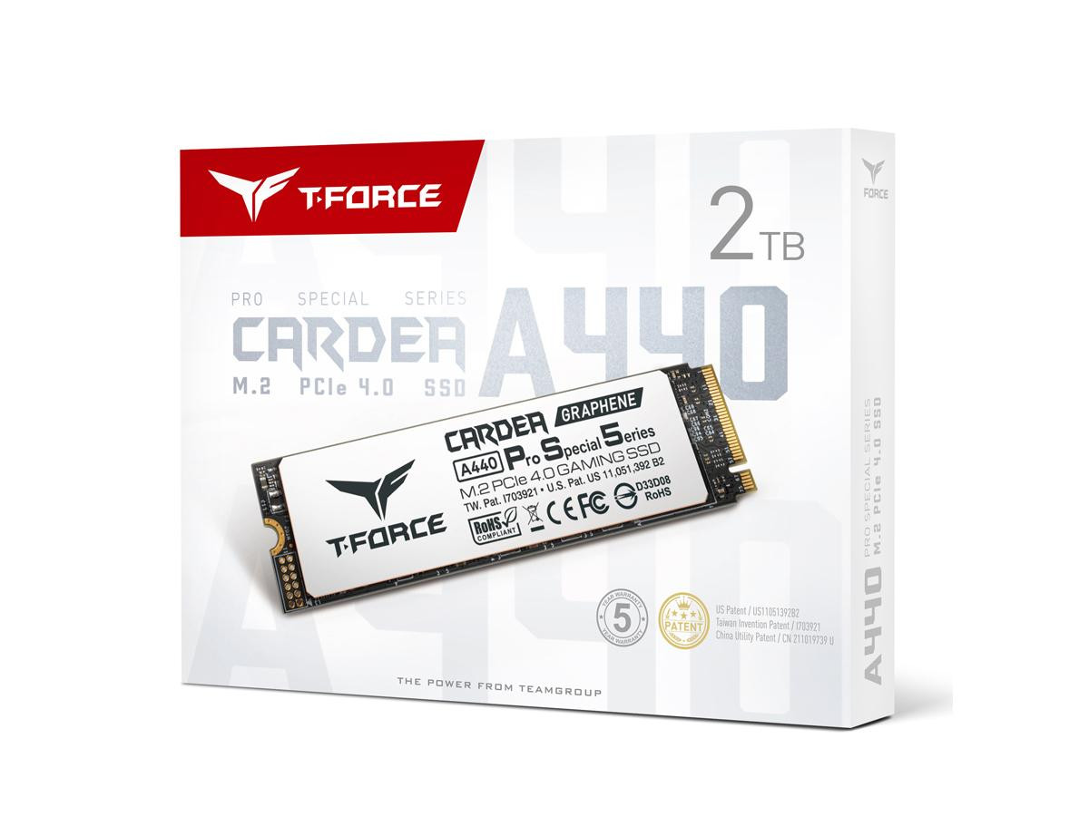 Teamgroup T-Force Cardea A440 Pss M.2 2280 2Tb Pcie Gen 4.0 X4 Nvme 1.4 Internal Solid State Drive (Ssd) Retail With New Heatsink Aluminum Heatspreader - TM8FPY002T0C129