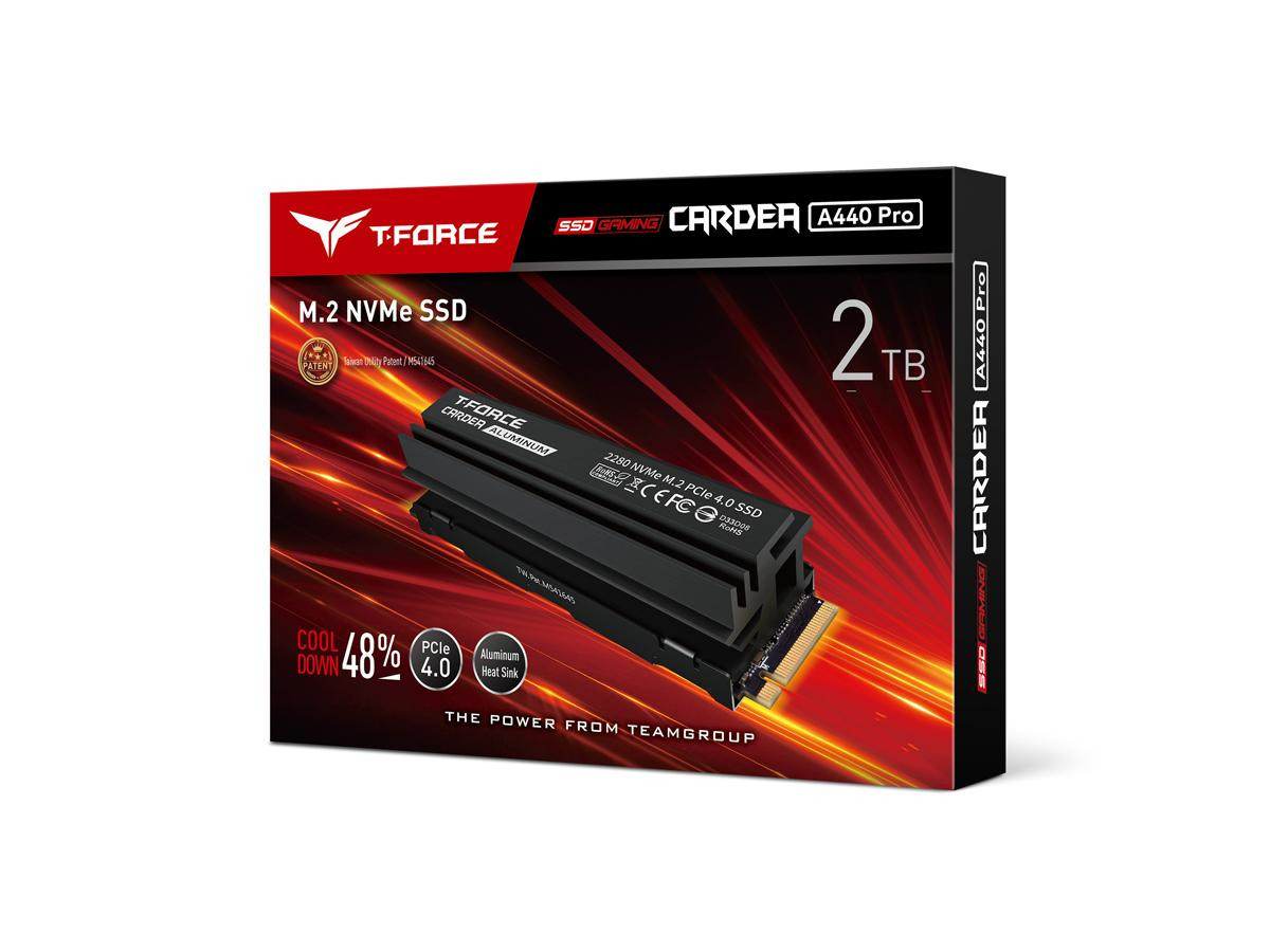 Teamgroup T-Force Cardea A440 Pro Aluminum M.2 2280 2Tb Pcie Gen 4.0 X4 Nvme 1.4 Internal Solid State Drive (Ssd) Retail With New Heatsink Aluminum Heatspreader - TM8FPR002T0C128