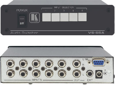 Kramer VS-55A Passive Audio Switcher, 5x1, Stereo Audio - VS-55A