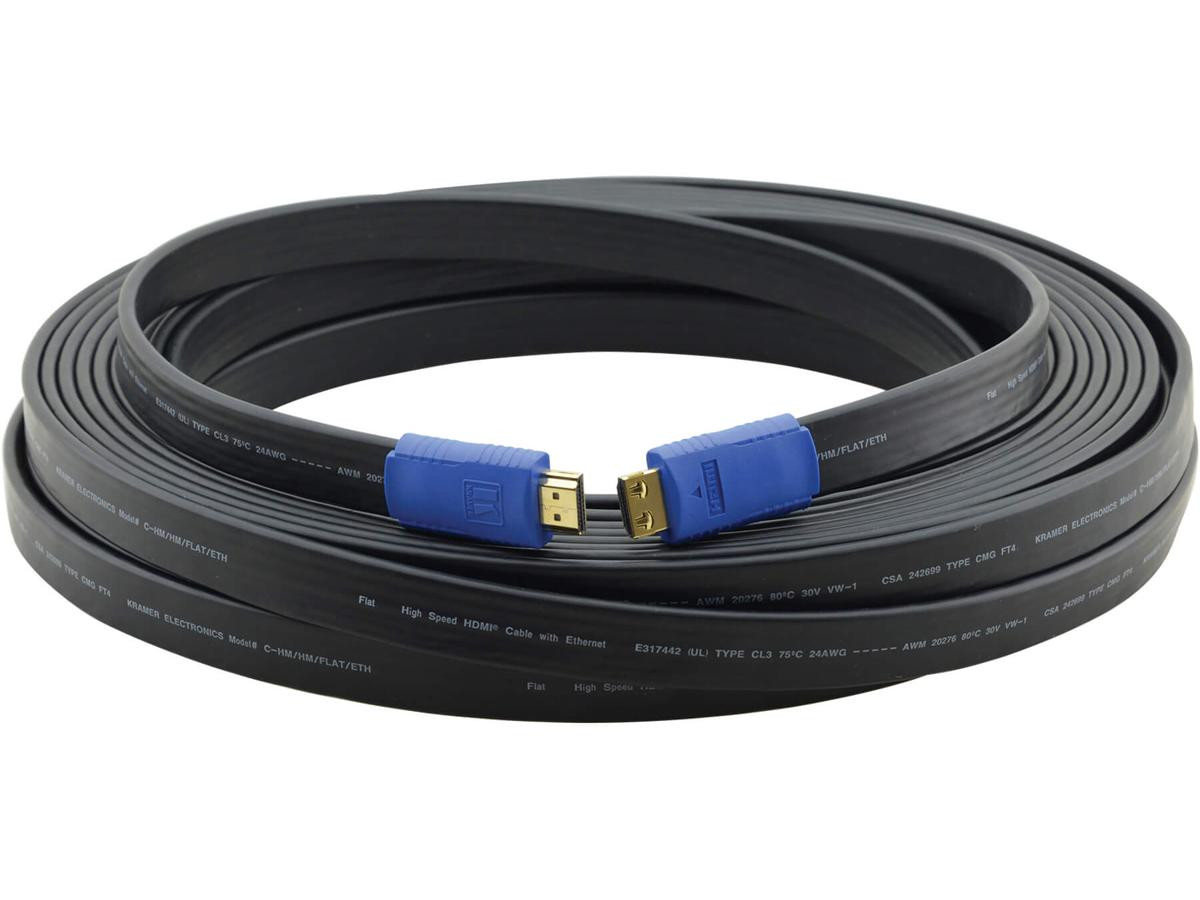 Kramer Flat High-Speed HDMI Cable with Ethernet (15') - C-HM/HM/FLAT/ETH-15