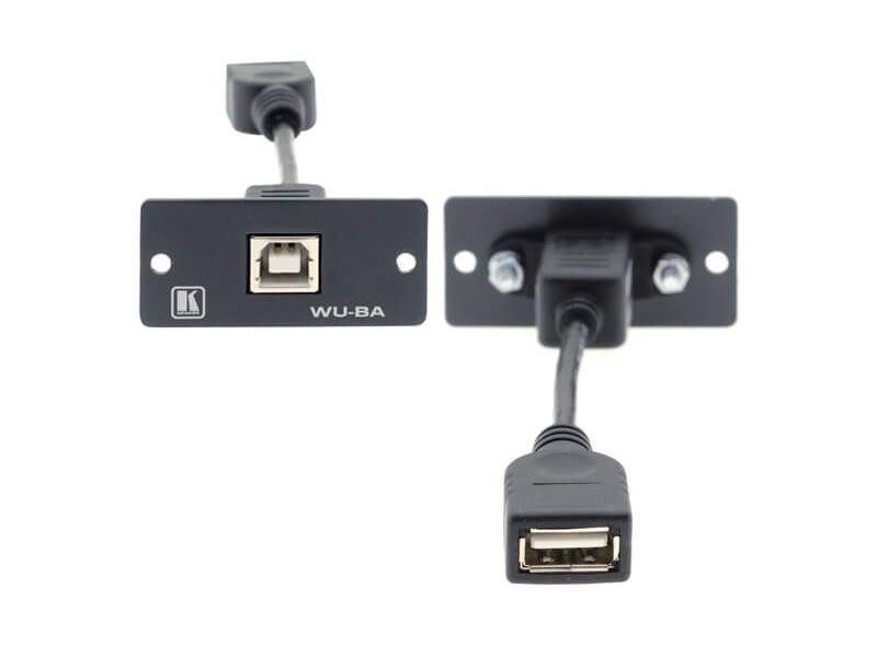Kramer USB Type-B to Type-A Pigtail Wall Plate Insert (Black) - 85-0015699