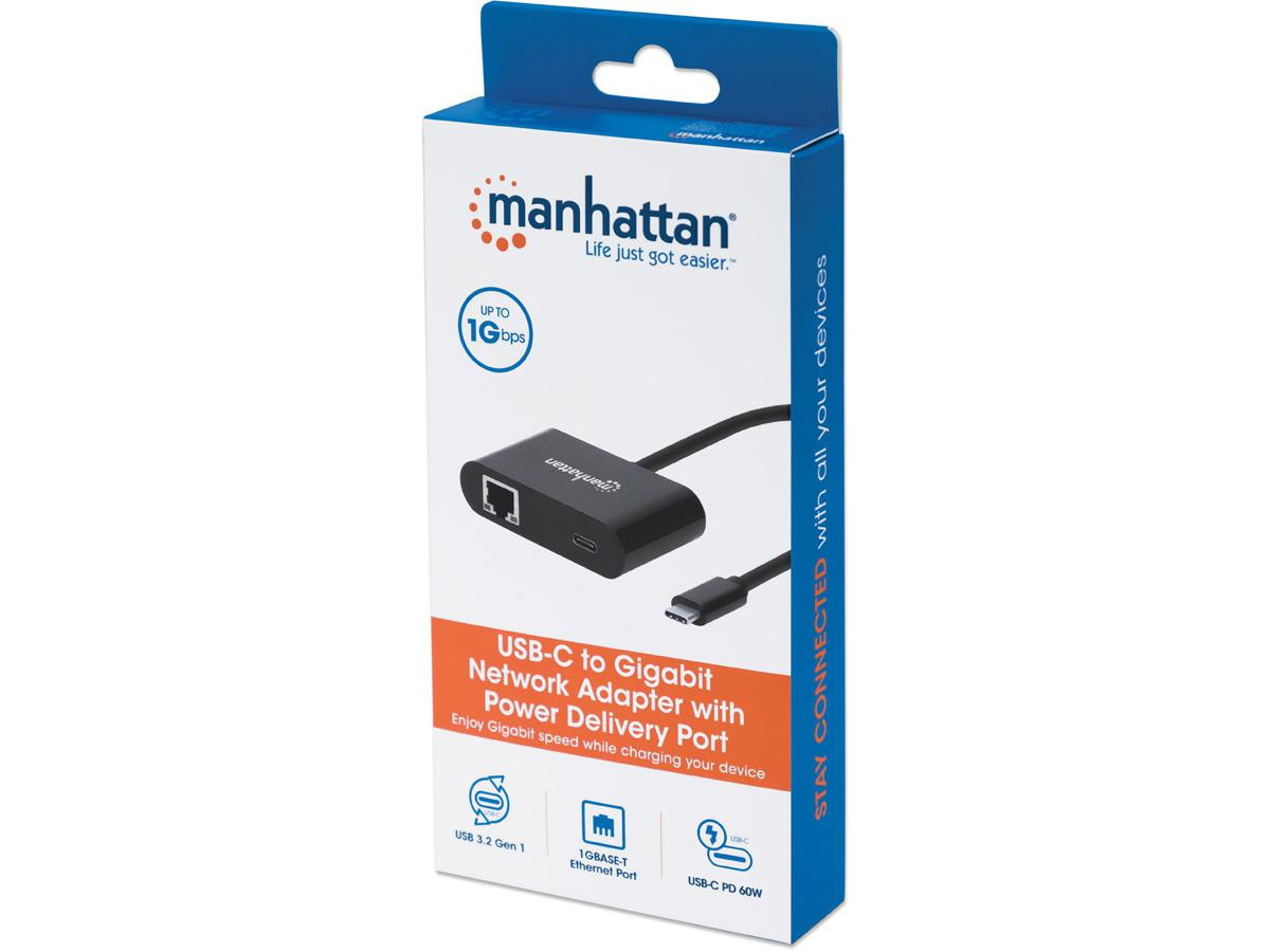 Manhattan USB-C TO Gigabit NETWORK Adapter W/ PD - 153454