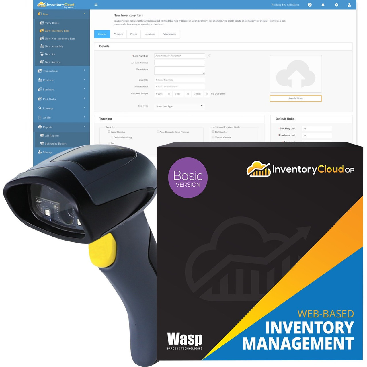 Wasp Inventorycloudop Basic Software - 1 User W/Dr4 Mobile Computer & Wpl308 Desktop Barcode Printer - 633809006531