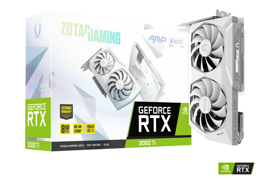 Zotac Gaming Geforce Rtx 3060 Ti Amp White Edition Lhr 4864 Cores Boost: 1755 Mhz 8Gb Gddr6 / 14 Gbps / 256-Bit - ZT-A30610F-10PLHR