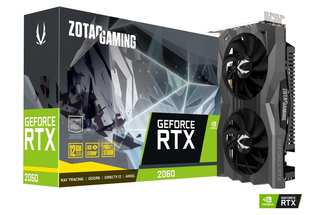 Zotac Gaming Geforce Rtx 2060 Twin Fan 12Gb 2176 Cores Boost: 1650 Mhz 12Gb Gddr6 / 14.0 Gbps / 192-Bit - ZT-T20620F-10M