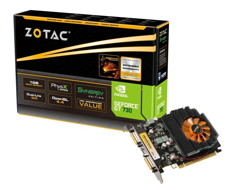 Zotac GeforceãÂ® Gt 730 Ddr3 96 Cores 700 Mhz 1Gb Ddr3 / 1600 Mhz / 128-Bit - ZT-71104-10L