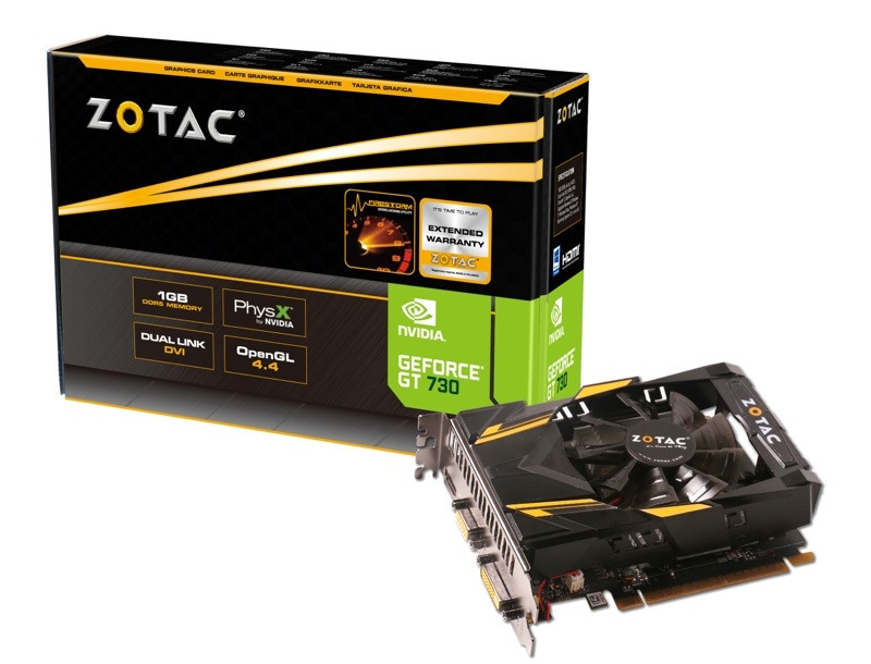 Zotac GeforceãÂ® Gt 730 1Gb Ddr5 384 Cores 902 Mhz 1Gb Ddr5 / 5010 Mhz / 64-Bit - ZT-71111-10L