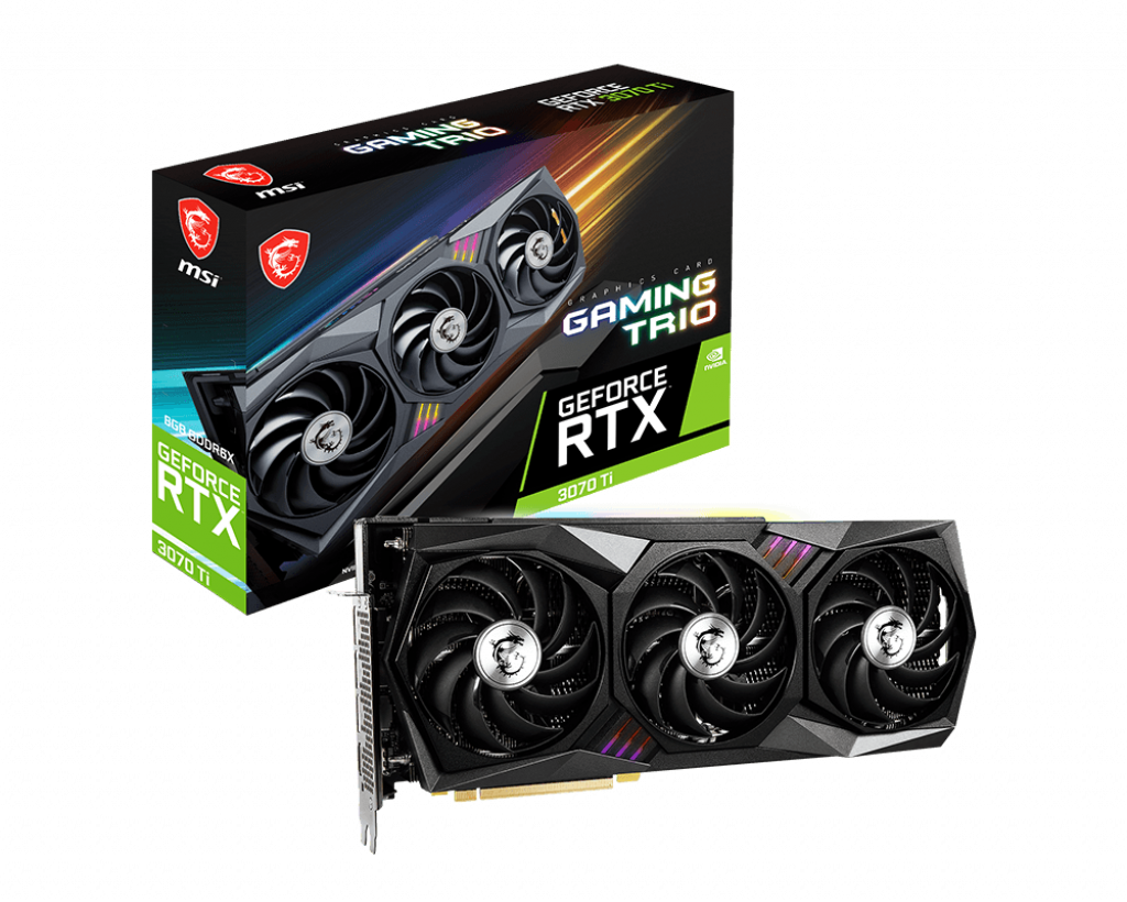 MSI Geforce Rtx 3070 Ti Gaming Trio 8G - 1800 Mhz / 19 Gbps 8Gb Gddr6X - Displayport X 3 (V1.4A) Hdmi X 1 (Supports 4K@120Hz As Specified In Hdmi 2.1)