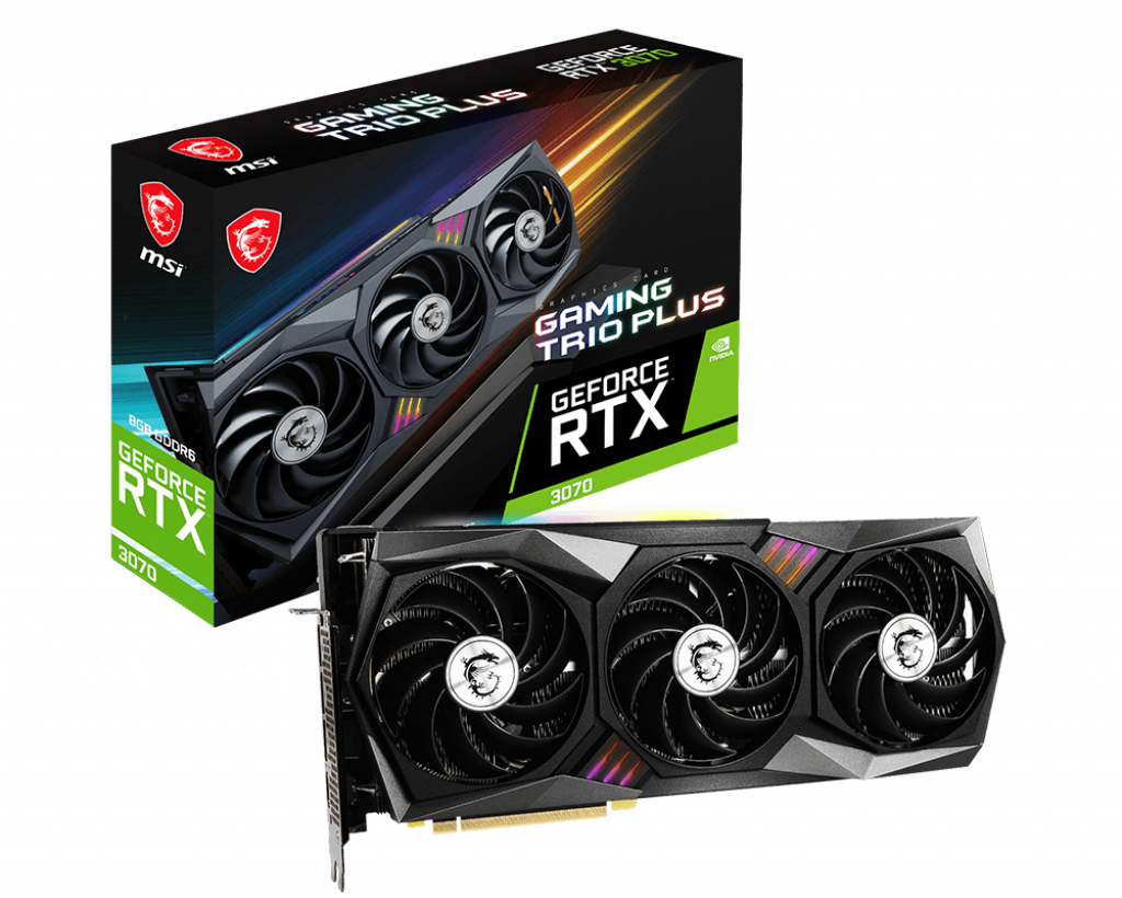 MSI Geforce Rtx 3070 Gaming Trio Plus 8G Lhr - 1770 Mhz Mhz / 14 Gbps 8Gb Gddr6 -256-Bit - Displayport X 3 (V1.4A) Hdmi X 1 (Supports 4K@120Hz As Specified In Hdmi 2.1)