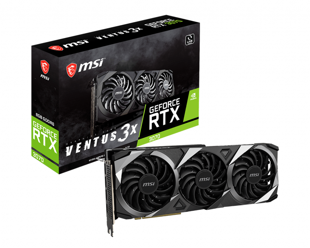 MSI Geforce Rtx 3070 Ventus 3X 8G Lhr -1725 Mhz / 14 Gbps 8Gb Gddr6 - 256-Bit -Displayport X 3 (V1.4A) Hdmi X 1 (Supports 4K@120Hz As Specified In Hdmi 2.1)