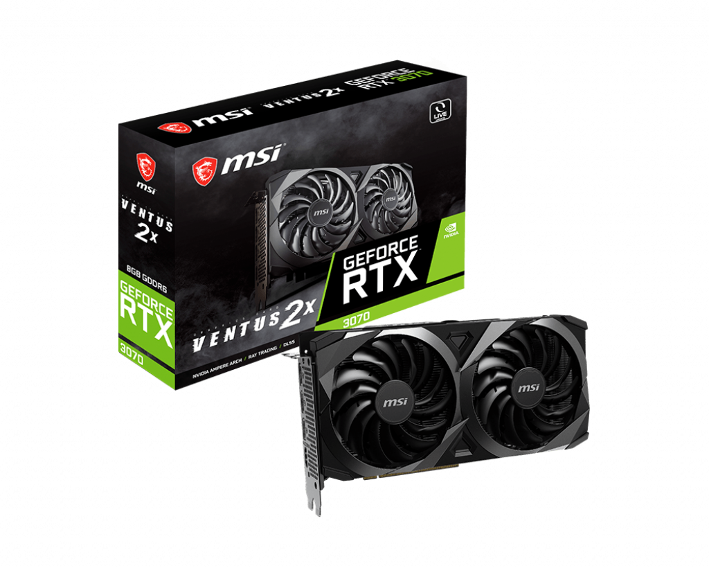 MSI Geforce Rtx 3070 Ventus 2X - 1725 Mhz / 14 Gbps 8Gb Gddr6 - 256-Bit - Displayport X 3 / Hdmi X 1