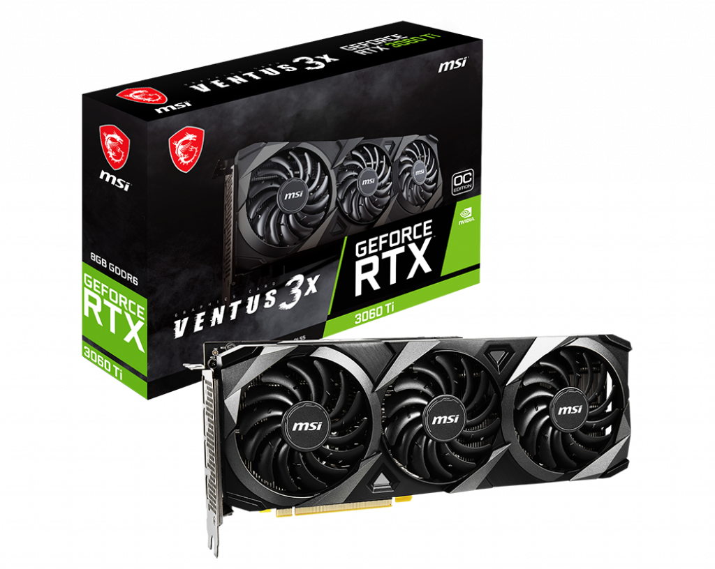 MSI Geforce Rtx 3060 Ti Ventus 3X Oc - 1695 Mhz / 14 Gbps 8Gb Gddr6 - 256-Bit - Displayport X 3 (V1.4A) Hdmi X 1 (Supports 4K@120Hz As Specified In Hdmi 2.1)