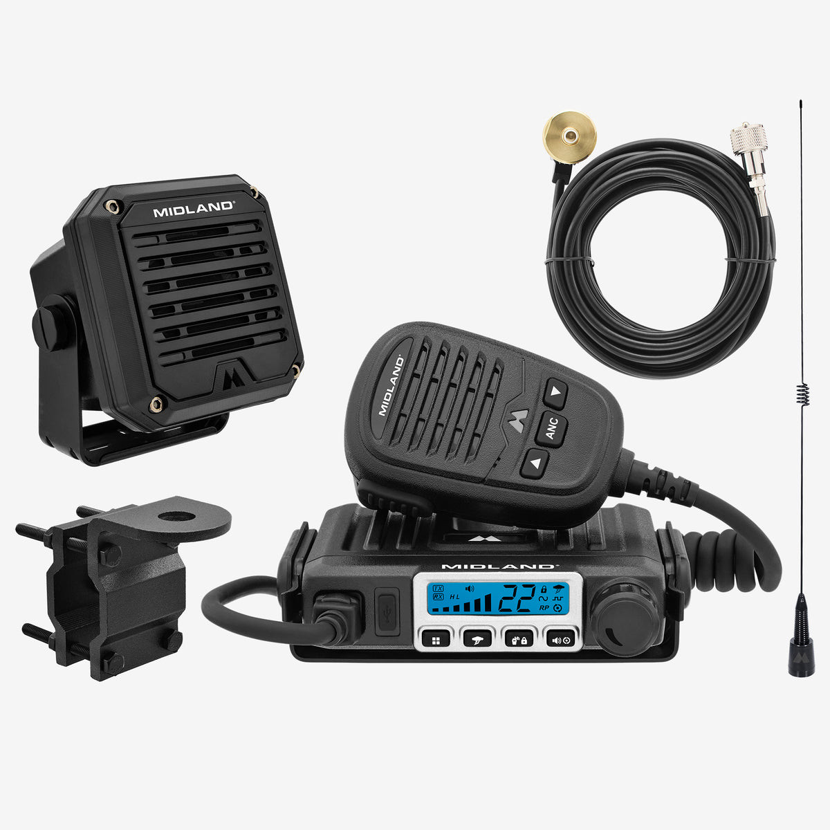 Midland MicroMobile GMRS 15-Watt Radio and Speaker Bundle - MXT115SPVP