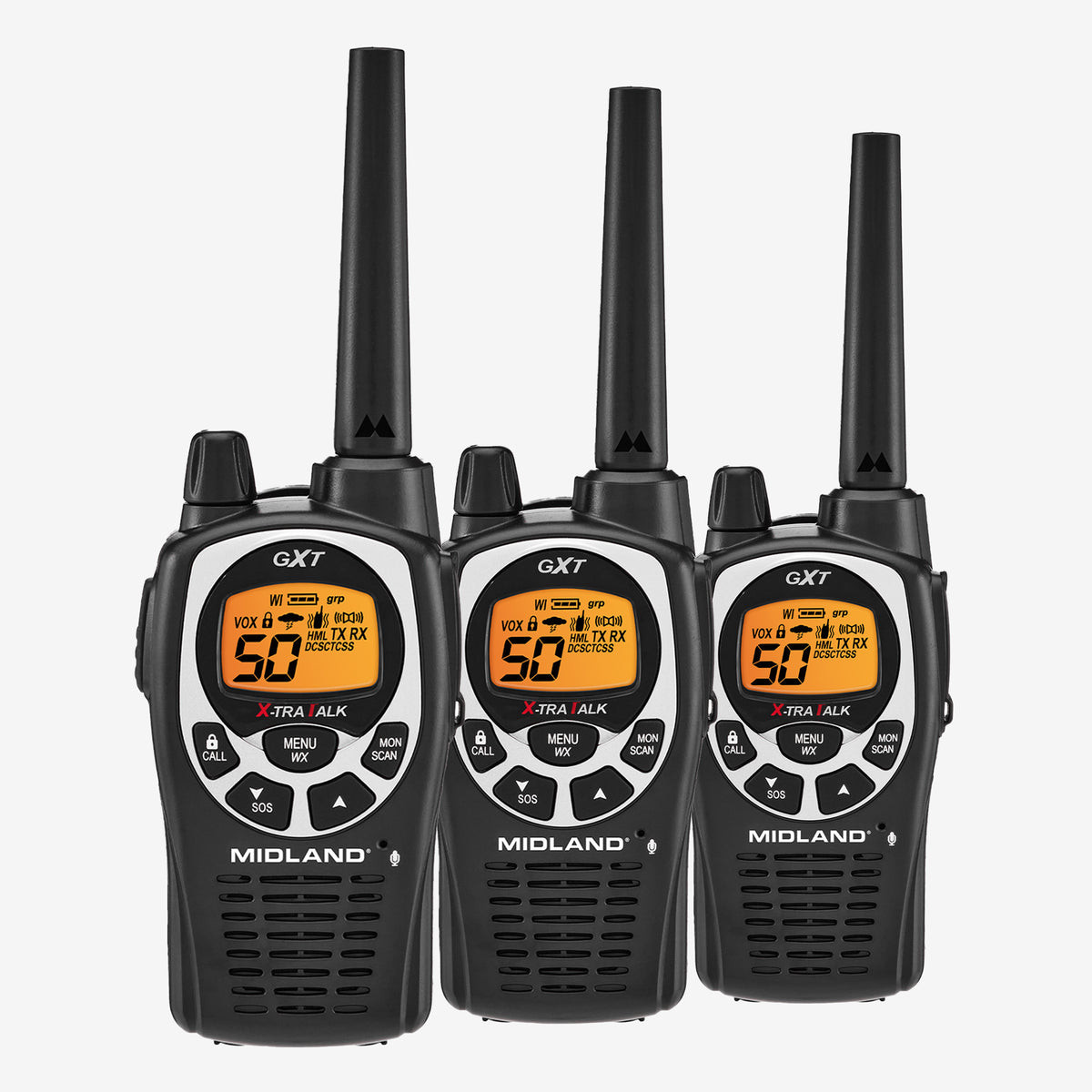 Midland GXT1000 GMRS Walkie Talkie 3 Pack - GXT1000X3VP4