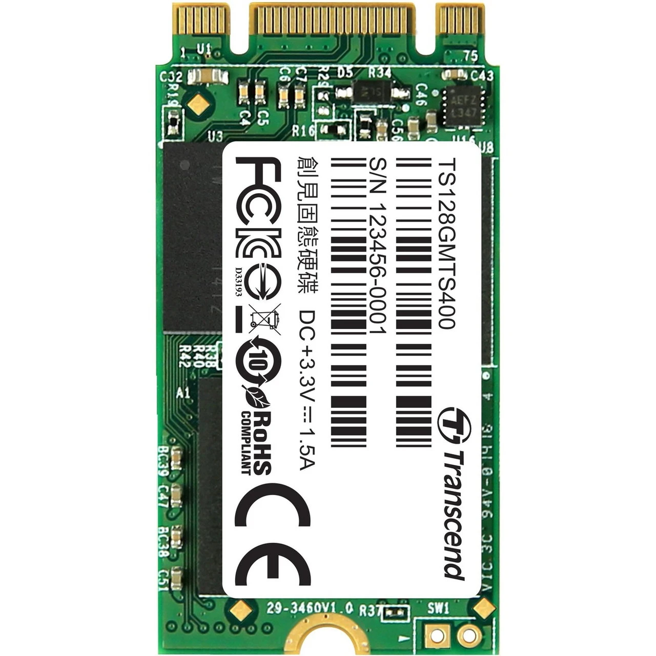 Transcend Mts400 128 Gb Solid State Drive - M.2 Internal - SATA (SATA/600) - 560 Mb/S Maximum Read Transfer Rate - 3 Year Warranty - TS128GMTS400