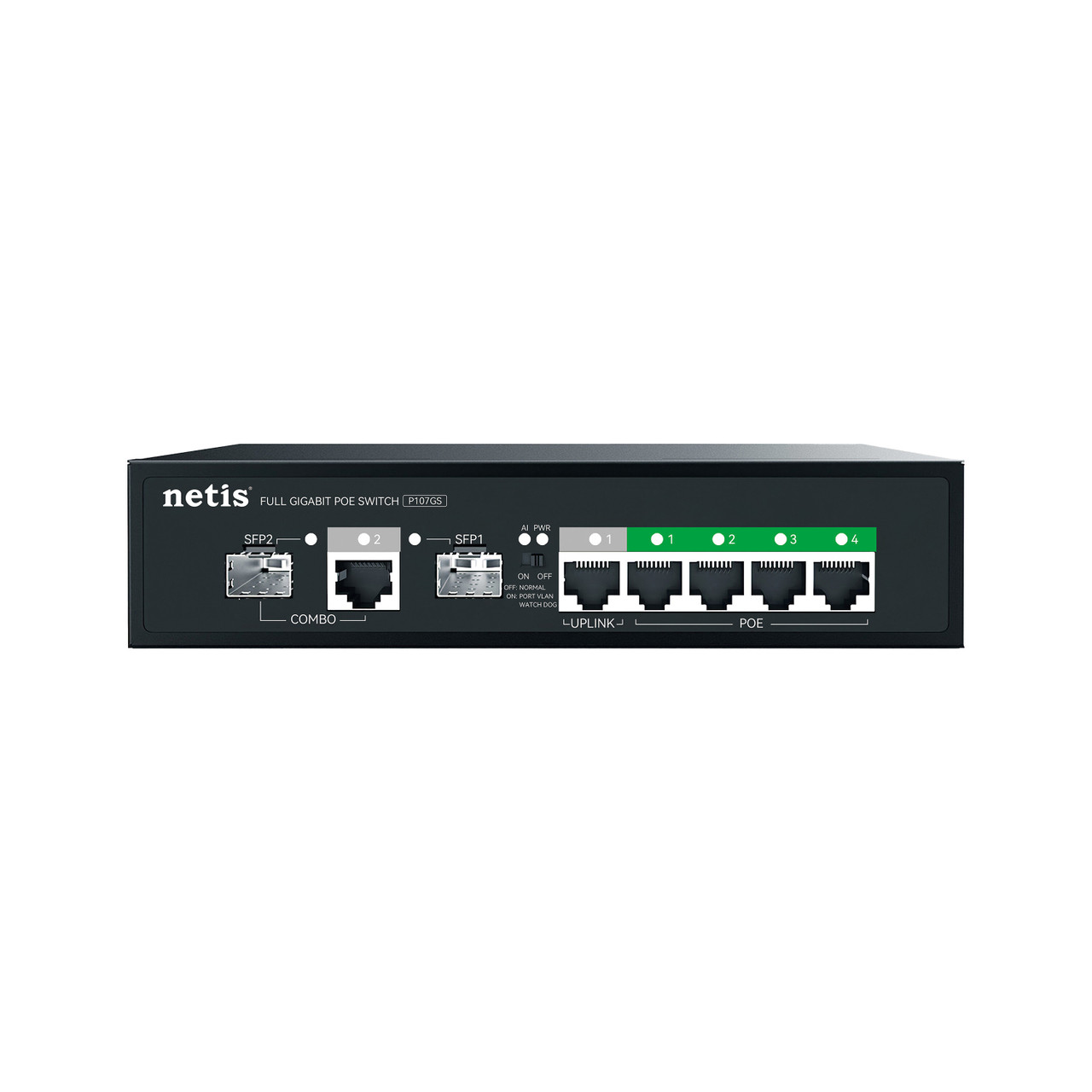 Netis 4GE POE+1GE Uplink+1SFP+(1GE+1SFP)COMBO POE Switch - P107GS