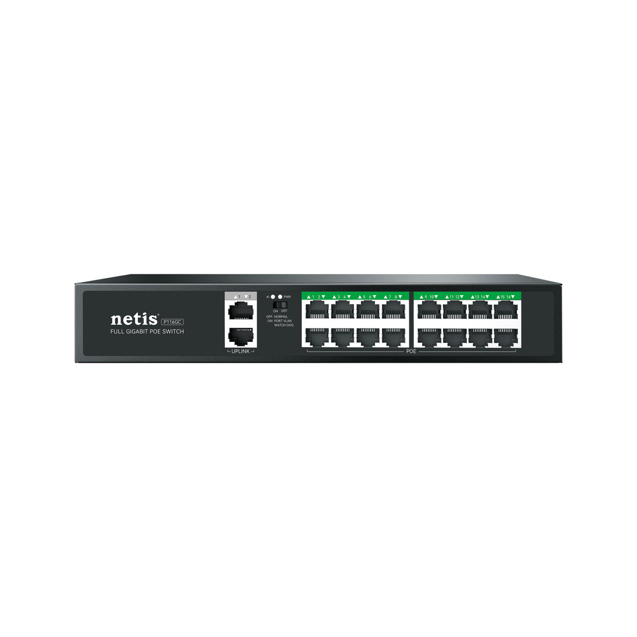 Netis 10/100/1000M Series 16 GE POE+2GE Uplink POE Switch - P116GC Netis 10/100/1000M Series 16 GE POE+2GE Uplink POE Switch - P116GC