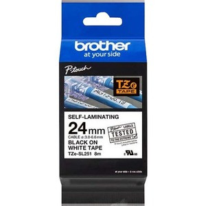 Brother Mobile Self-Laminating Tape - 15/16" Width - Rectangle - Black on White - Water Resistant - TZESL251