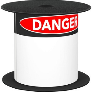 Brother 4in x 6in Black Danger 1.125in Header Die-Cut ANSI / OSHA Label - "DANGER" - 4" Width x 6" Length - Rectangle - Black, White - 200 / Roll - BMSLT46DANGA