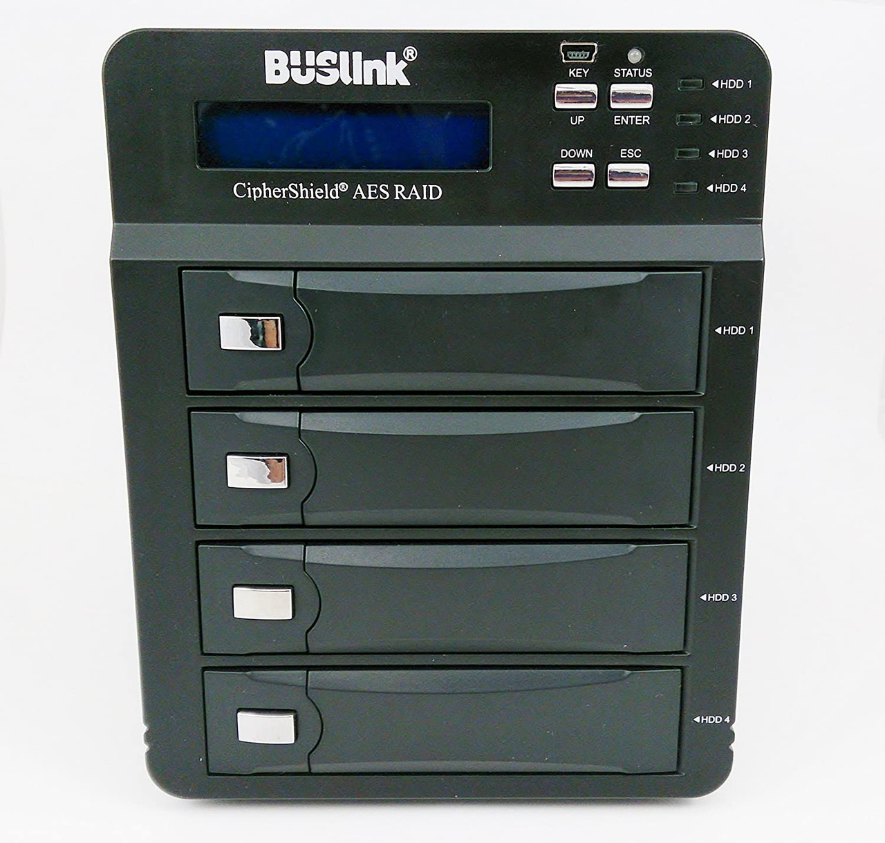 Global Silicon Buslink 24TB SSD 4-Bay RAID 0/3/5/10 Cipher-Shield Hardware Key FIPS 140-2 USB 3.0/eSATA 256-bit AES Encrypted External Desktop Drive for Windows/MacOS/Linux. - CSE16TSSDB4SU3