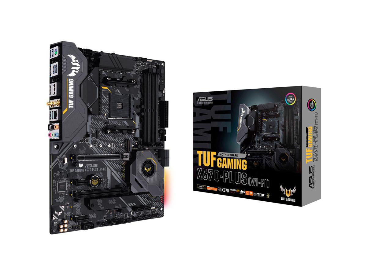 Asus AM4 AM4 Zen 3 Ryzen 5000 & 3rd Gen Ryzen ATX Motherboard with PCIe 4.0, Dual M.2, 12+2 with Dr. MOS Power Stage - TUF GAMING X570-PLUS