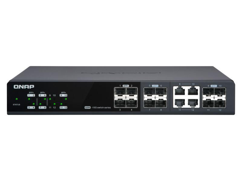 Qnap QSW-M1204-4C, Management Switch, 12 port of 10GbE port speed, 8 port SFP+, 4 port SFP+/ NBASE-T Combo, support For 5-speed auto negotiation (10G/5G/2.5G/1G/100M) - QSW-M1204-4C-US