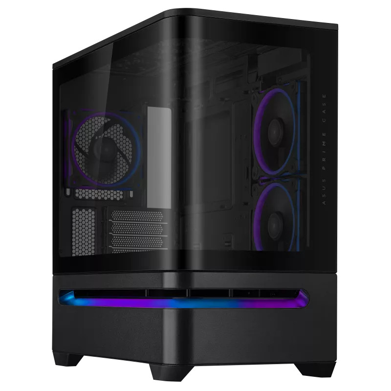 Asus Prime AP202 ARGB MicroATX Computer Case - Curved Glass Panel - GPU up to 420mm - Black
