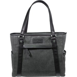 Mobile Edge Urban Carrying Case (Tote) For 15.6" Apple Notebook - Charcoal, Black - Cotton Canvas Exterior, Vegan Leatherette Trim, Poly Fur Pocket, Metal Feet, Cotton Twill Interior - Handle - METMS51