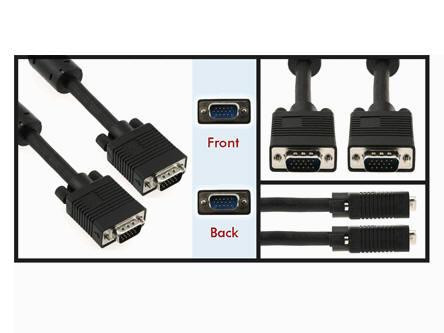 Micropac S-Vga Cable With Ferrite Core Mini Coaxial + 4.5 Twisted Pairs Molded, Black Color Hd 15 Male/ Hd 15 Male 28Awg 3Ft - SVGA-MM-03