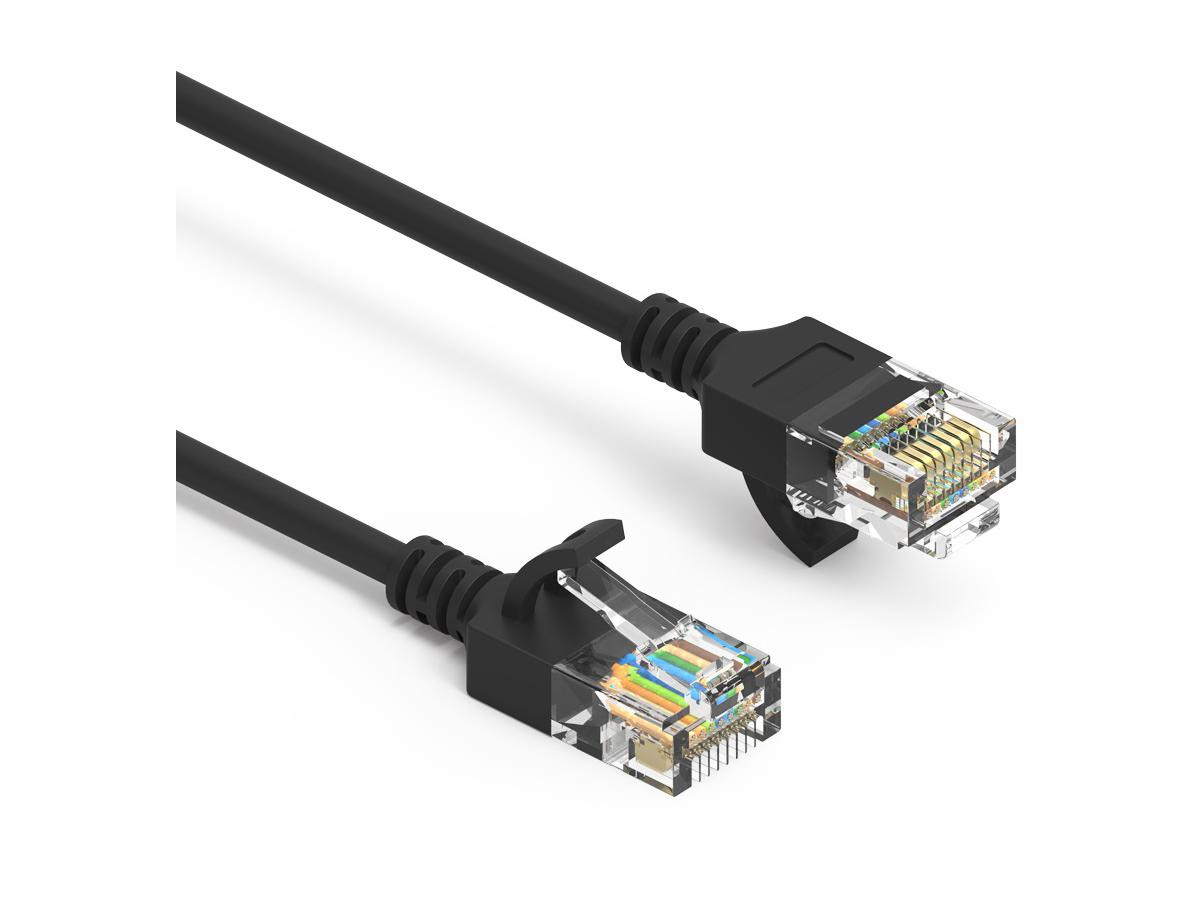 Micropac 7Ft Cat6A Utp Slim Ethernet Network Booted Cable 28Awg Black - C6A-SL-7-BKB