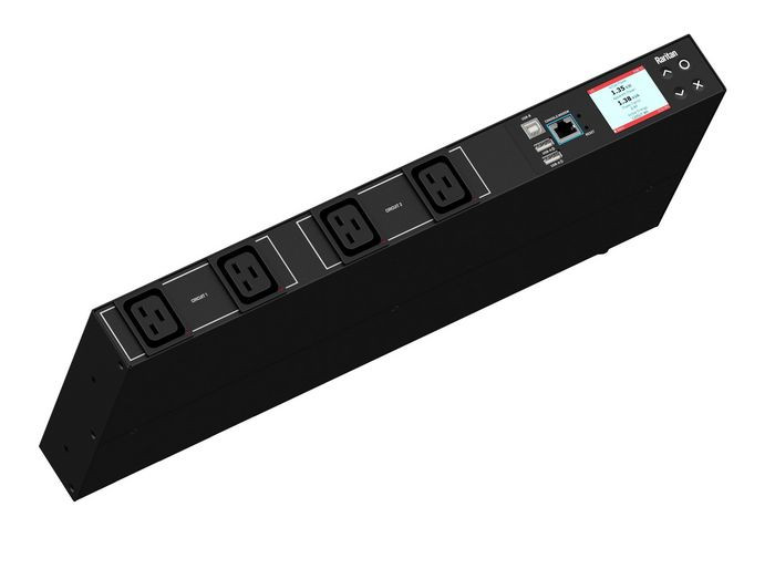 Raritan 1PH, 230V AC, 32A (32A rated); 4 outlets: 4x C19; plug: IEC 60309 2P+E 6h 32A (Rear feed), 7.4kVA; Outlet Metered, 1U horizontal PDU, SecureLock ready - PX3-4092R