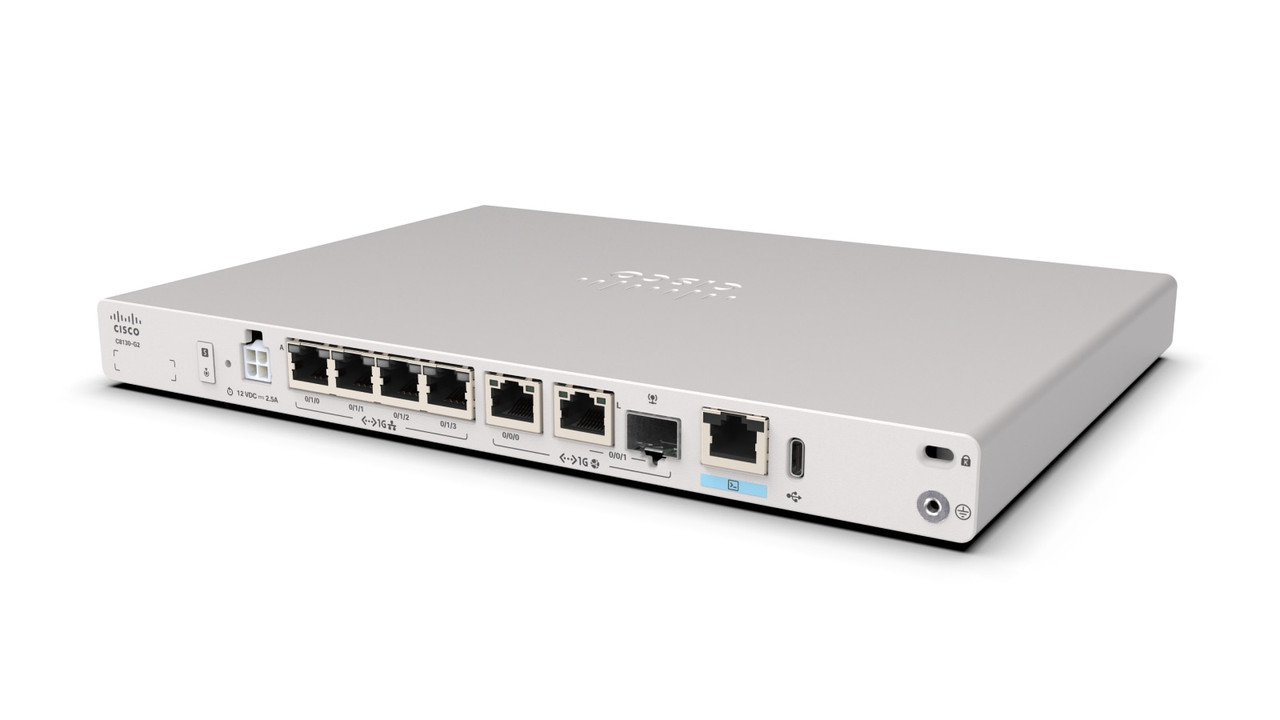 Cisco 8100 Series Secure Router - 1 RU - 5x GE RJ-45 and 1x GE RJ-45/SFP Combo - 4GB RAM - 16 GB Flash - C8130-G2